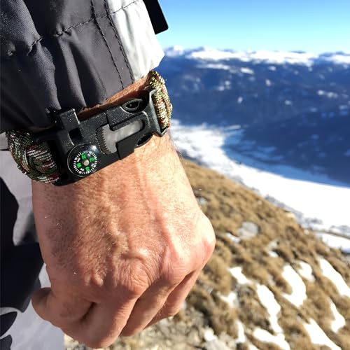 ZSMJAER 2 Stück Set Survival Armband,Multifunktion Paracord Armband Überlebensarmband,Pfeife,Feuerstein,Kompass,zum Outdoor-Aktivitäten (Schwarz)