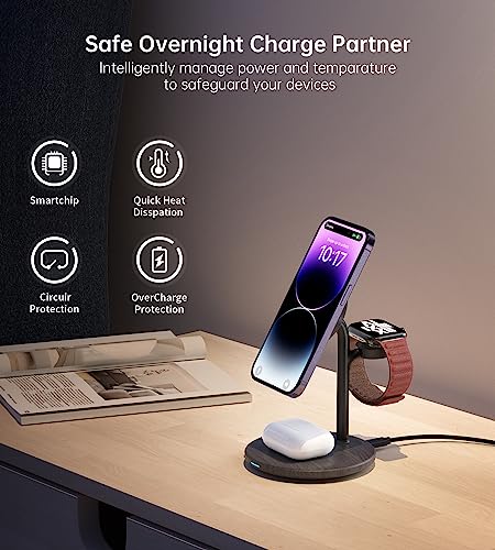 Image of XooFly 3 in 1 Magnetic Wireless Charging Station for Apple Devices,15W