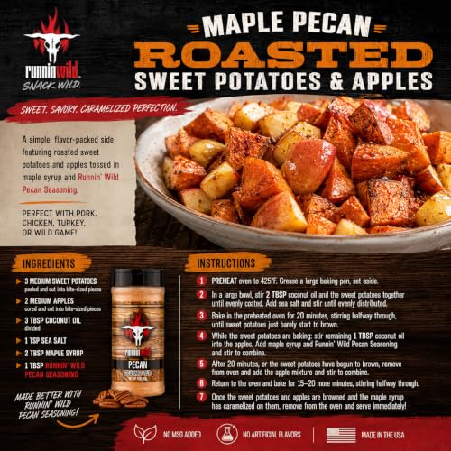 Image of Gourmet Pecan Rub | Pecan BBQ Seasoning Rub for Turkey, Pork, Ribs, Chicken and Salmon | No Artificial Flavors and No MSG added | Runnin' Wild Foods, 11 ounces