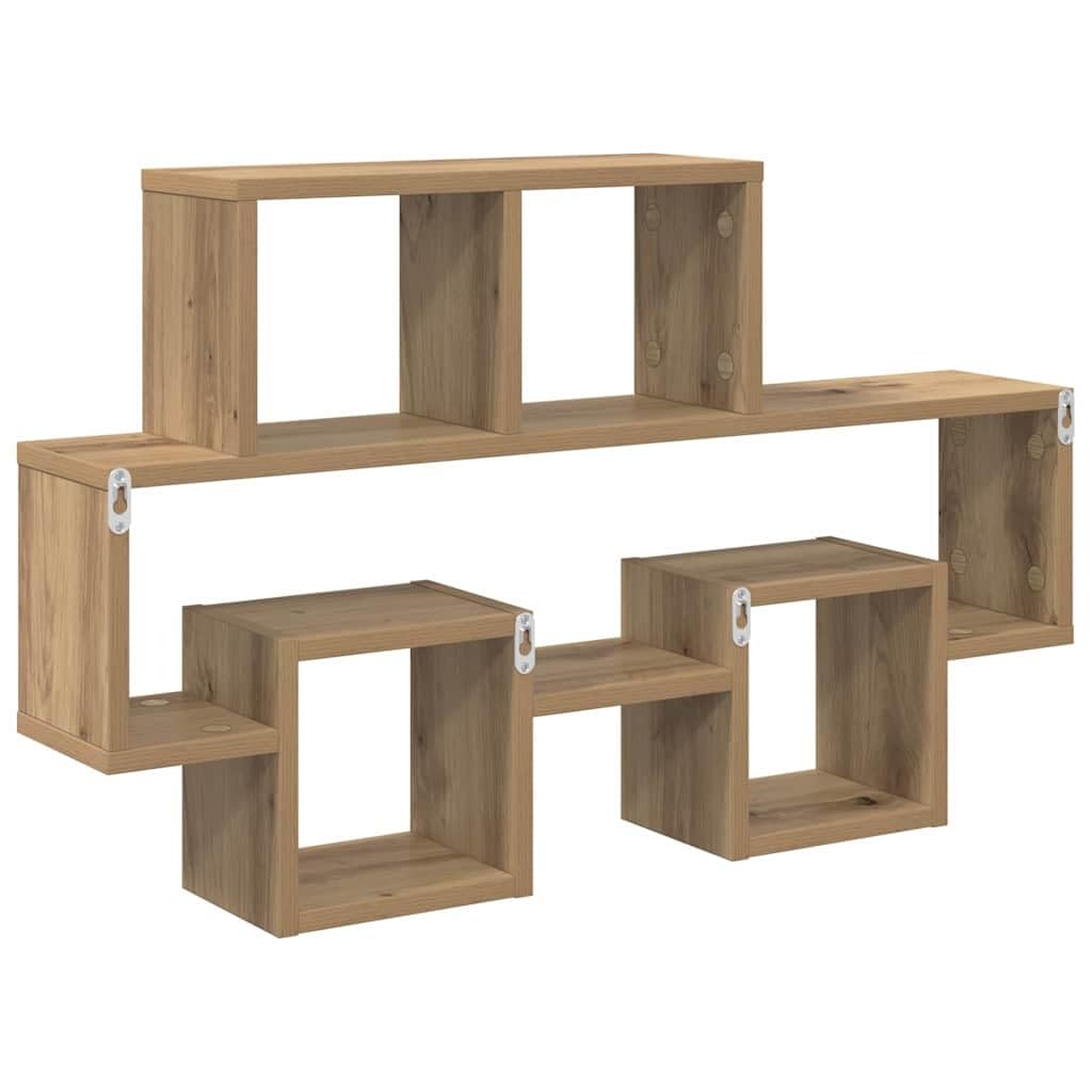 Regał ścienny z dębu Artisan 82 x 15 x 51 cm, materiał drewnopochodny, pływający design, nowoczesny regał na książki, zajmuje mało miejsca montaż ścienny do salonu, sypialni