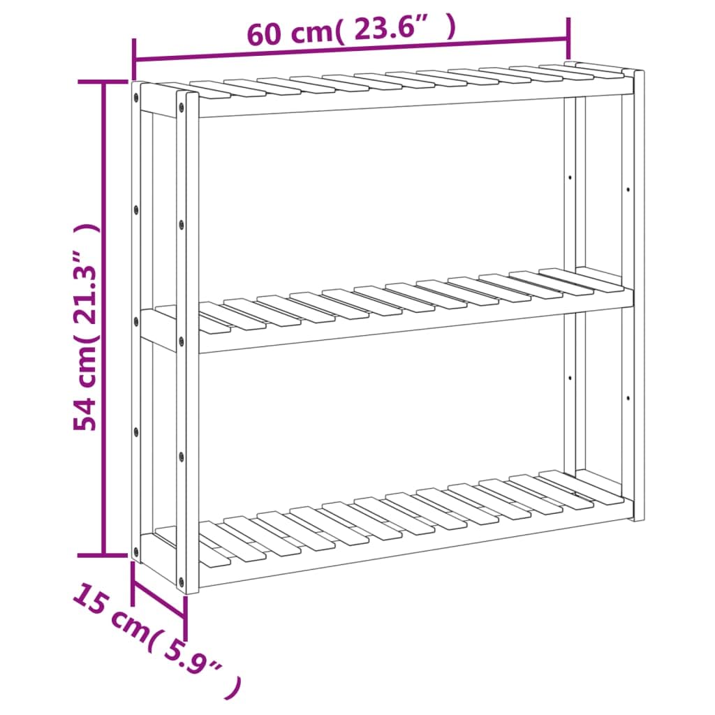 Bambusowa półka łazienkowa, 3 poziomy, 60 x 15 x 54 cm, ścienny organizer do przechowywania ręczników i produktów higienicznych, pływający design, aby zmaksymalizować przestrzeń