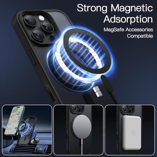 JETech Funda Magnética para iPhone 16 Pro MAX 6,9 Pulgadas con Botón Captura Control Cámara, Compatible con MagSafe, Carcasa Respaldo Translúcida Mate Slim Antigolpes (Titanio Negro) - Imagen 5