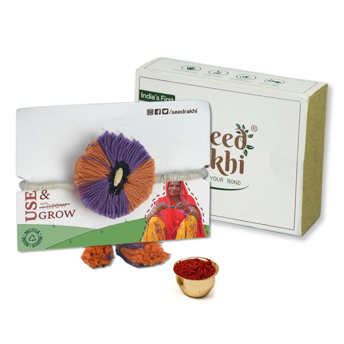 SeedRakhi Designer Sustainable Organic Plantable Cotton Embroidery Thread Rakhi Bracelet and Roli Pack Set for Brother, Kids Amaranthus, Purslane and Tulsi- Rakshabandhan (B07V8F3NRZ) Amazon Price History, Amazon Price Tracker