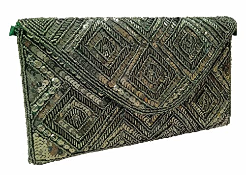 Image of DUCHESS Women's Hand Embroidered Envelope Clutch -Bridal Ethnic Traditional Casual Purse /Clutch /Handbag (23 L x 2.5 W x 13H cm)
