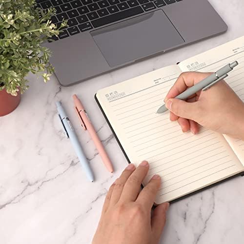 Cobee® Estetyczne długopisy kulkowe, 0,5 mm, chowane długopisy żelowe, czarny tusz, gładkie pisanie, pastelowe długopisy kulkowe do szkoły, biura, artykuły upominkowe, 5 szt. (Morandi)