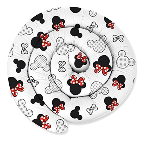 ekm trade XXL 300 cm Bettschlange für Allergiker Bettkissen Stillkissen Bettrolle Zierkissen Bettumrandung Schlange Handmade 100% Baumwolle (7 – Weiß – Mäuse, 300 cm)