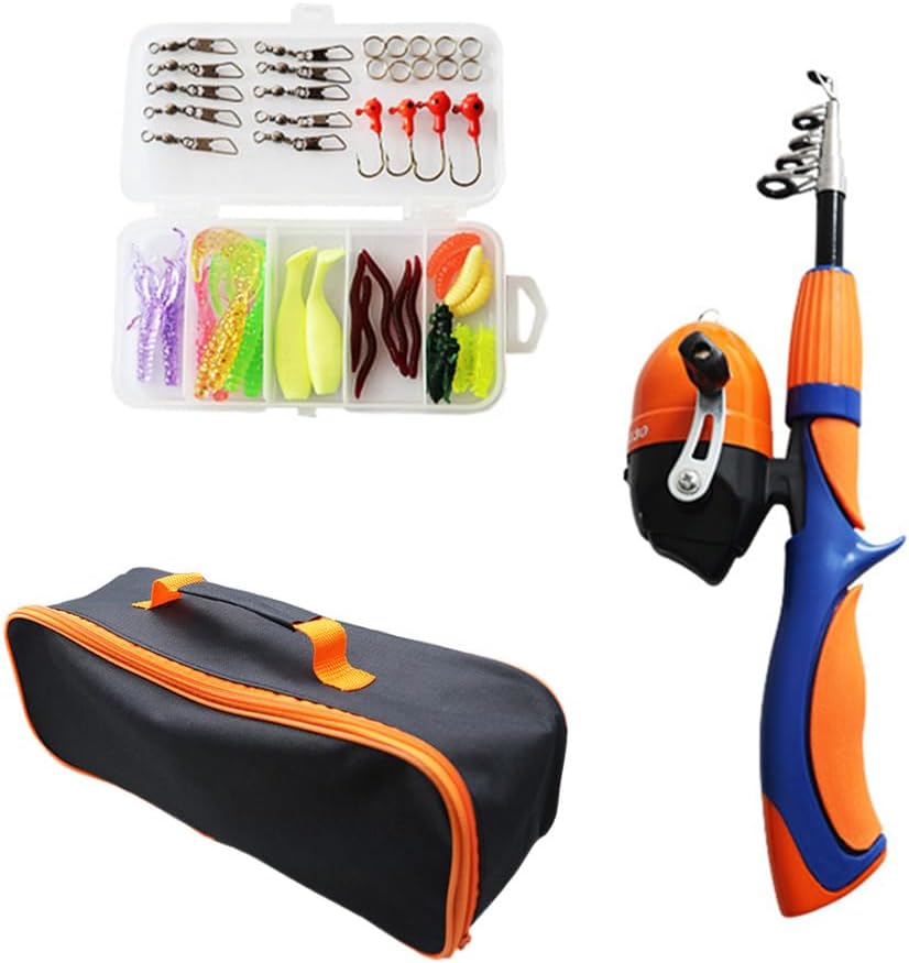 SEIWEI Fishing Rod Reel Set, 1.3m Telescopic Fishing Rod, Mini Children Telescopic Fishing Rod, Telescopic Fishing Rod With Reel Combo Kit, Best Gift For Fishing Beginner And Angler
