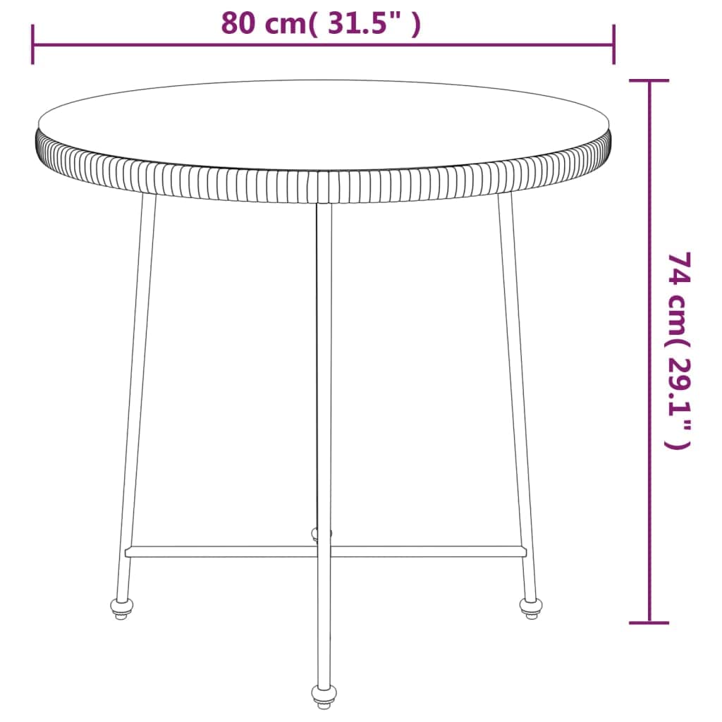 Tavolo da Giardino Ø80 cm, Tavolo da Bistrò in Vetro Temperato | Ideale per arredare il balcone o il terrazzo, questo tavolino rotondo offre stabilità e stile per i momenti all'aperto.