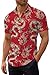 Mens Dragon Shirt Button Down Beach Casual Bowling Shirts (US, Alpha, X-Large, XX-Large, Regular, Regular, Color 3)