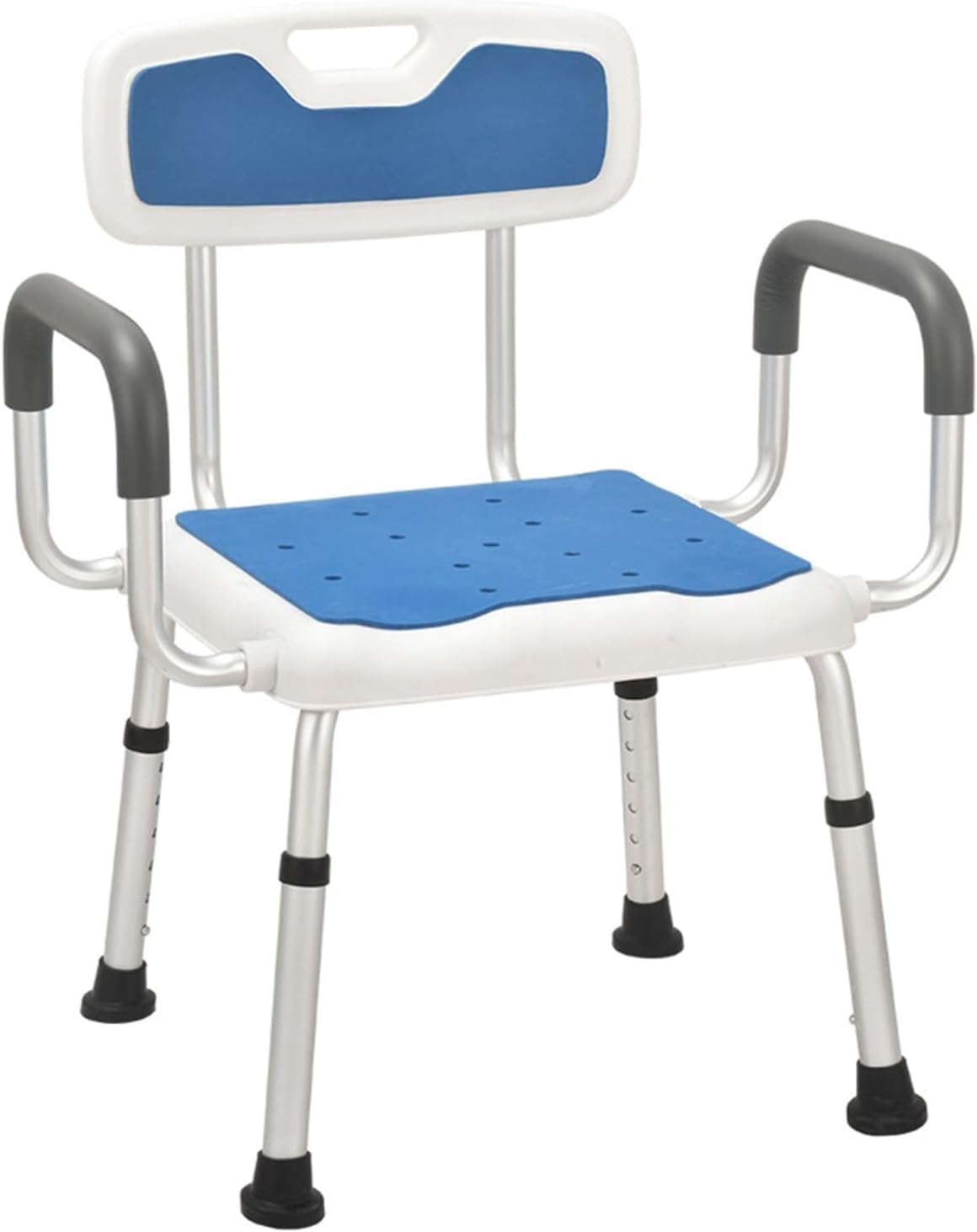 Duschstuhl mit Armlehnen und Rückenlehne, höhenverstellbarer Sitz mit rutschfesten Füßen, Duschstuhl for Badewanne for Behinderte, wasserdichte Sitze for ältere Menschen(B)