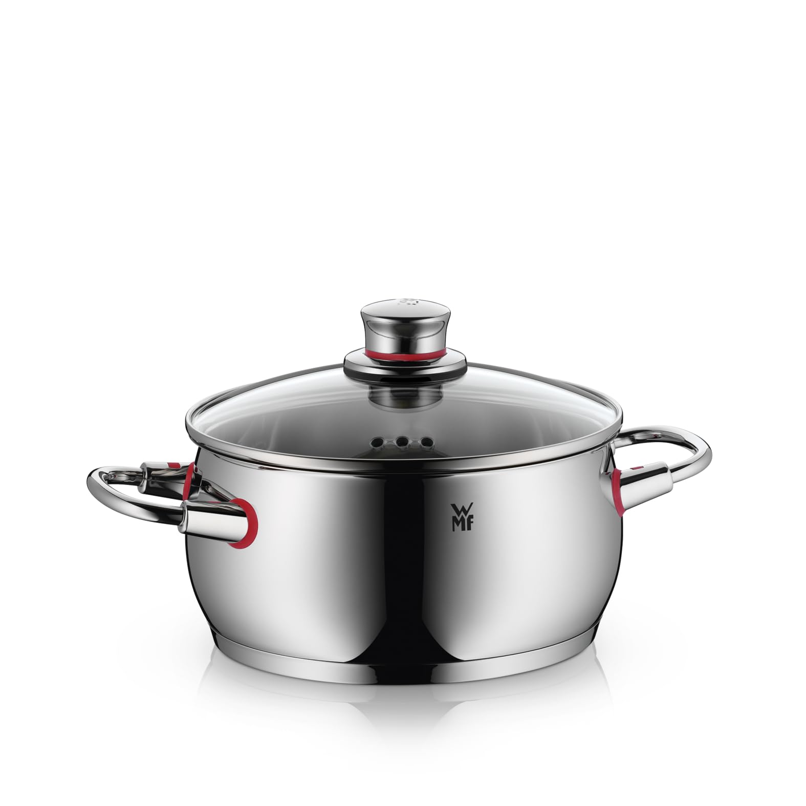 WMF Quality One Kochtopf groß 20cm, Glasdeckel mit Dampföffnung, Bratentopf Induktion 3,4l, Cromargan Edelstahl poliert, unbeschichtet