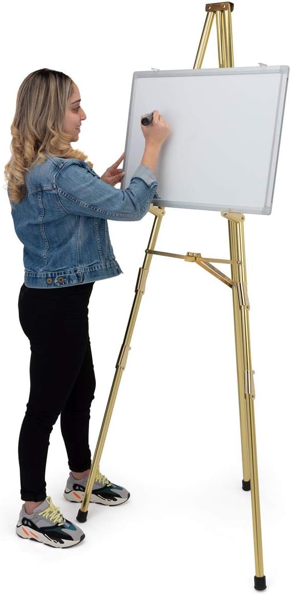 1 x 72 x 4-Inch, Brass Plated Steel Instant Easel, Free-Standing, Adjustable, with Non-Skid Rubber Feet