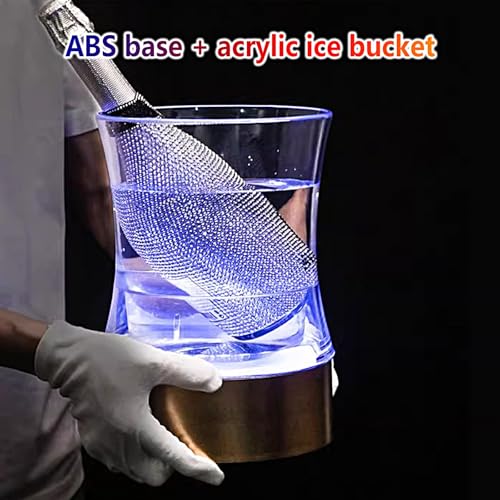 Secchiello per ghiaccio luminoso in acrilico per champagne e vino, elegante refrigeratore per bar, discoteche, feste private e ristoranti, perfetto per intrattenere (bianco)