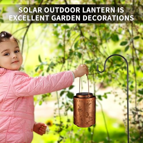 Image of 2 Pack Solar Lanterns Outdoor Waterproof Garden Decor Birthday Gifts for Women Mon Grandma Metal Hanging Solar Lights Decoration for Outside LED Lanterns for Yard Patio(Hummingbirds)