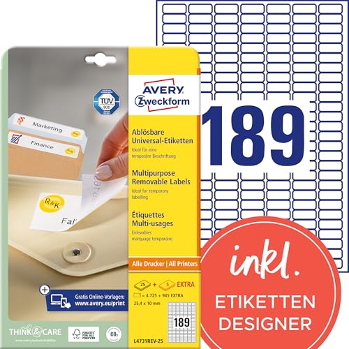 AVERY Zweckform L4731REV-25 Universal-Etiketten (4.725 plus 945 Klebeetiketten...