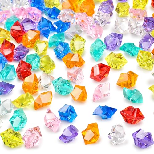 DOMESTAR 150 PCS Multicolored Acrylic Fake Gems Ice Rocks for Vase Fillers