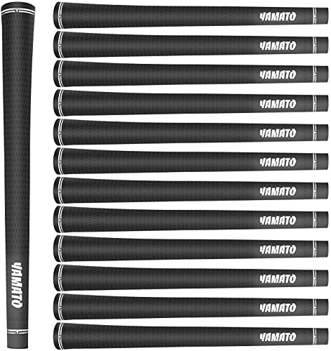 yamato Black Nature Rubber Golf Grips Set Packed with 13 Piece Midsize/Jumbo Golf Club Grips,All Weather Golf Grip