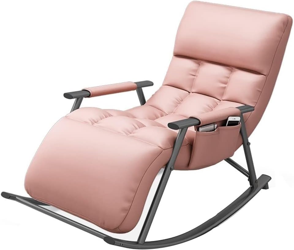 Bedroom Rocking Chair Comfy Chair Ergonomic Design Chair Lounge Chair Recliner for Sunroom Office Lazy Chair Modern Chair,Pink,One Size