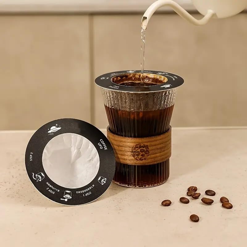 Image of LUVINA Coffee Filter, Cone Coffee Filters 2, Pour Over Coffee Filter for v60 Coffee Dripper and Drip Coffee Maker, 1-4 Cup, Disposable Natural Unbleached (16, Colour: Round Coffee Drip Filter Bag)