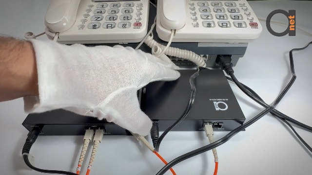 Image of 4 x POTS RJ11 Telephone and Gigabit Ethernet Over Fiber Converter - Multiplexer - Extender Set of FXS FXO Units - Universal Single and Multimode - 1 km MM (0.6 mi) 20km SM (11.4 mi) - Voice Over Fiber