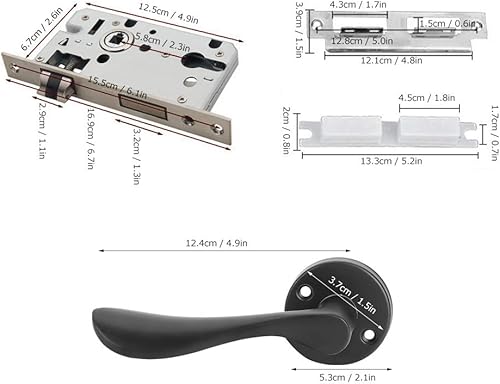 Miniatura 4 de Hilitand Juego de manijas de puerta, con llave, cerradura de la manija de la puerta, cerradura 16.9x6.7cm6.7x2.6in