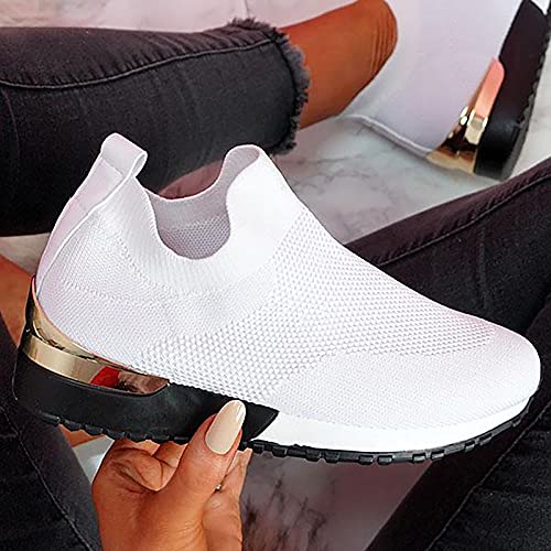 Air Cushion Slip-on Walking Shoes for Women,Orthopedic Diabetic Walking Shoes with Arch Support,Casual Breathable Knit Mesh Wedge Platform Sneaker Sandals3