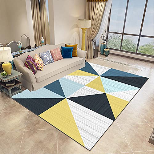 Conception graphique géométrique pour ce tapis de chambre fille moderne beige - 2