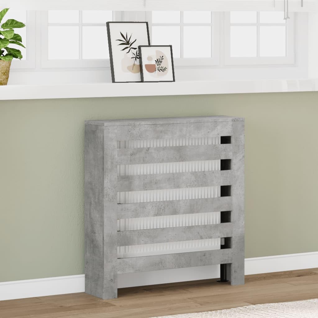 Tidyard Cache-radiateur Gris béton 78x20x82 cm Bois d'ingénierie, Couvercle de Radiateur, Dessus Lisse Cache Radiateur pour Salon, Chambre à Coucher, Cuisine, Bureau Style A
