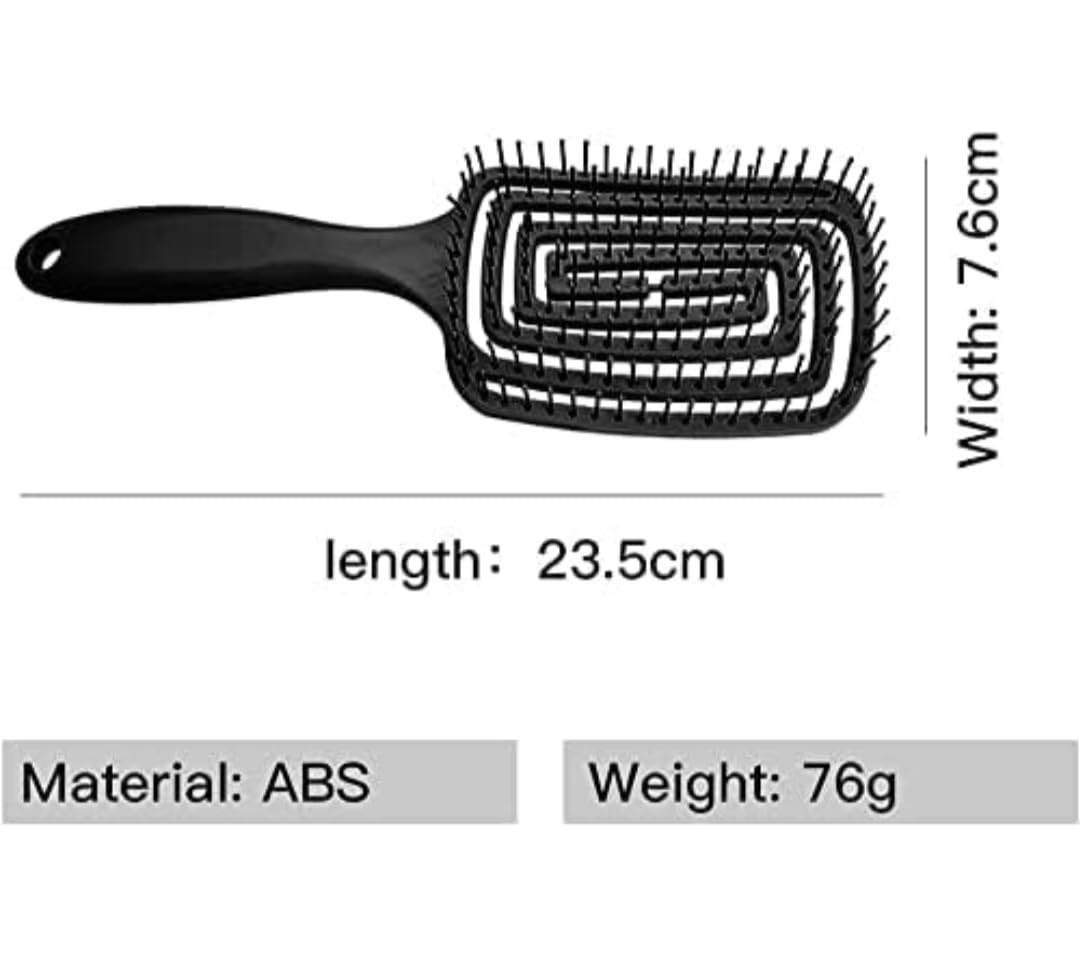 Feelhigh Detangling Brush, Dry and Wet Vented Detangler Hair Brush for Women and Men, Professional Paddle Curved Styling Hairbrush for Straight/Curly/Thick/Long/Wavy/Damaged Hair (Black)