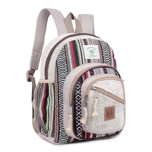 KayJayStyles Small Lightweight Daypack Backpack Handmade Himalayan Hemp Travel, Hiking, Purse for Men, Women & Girls