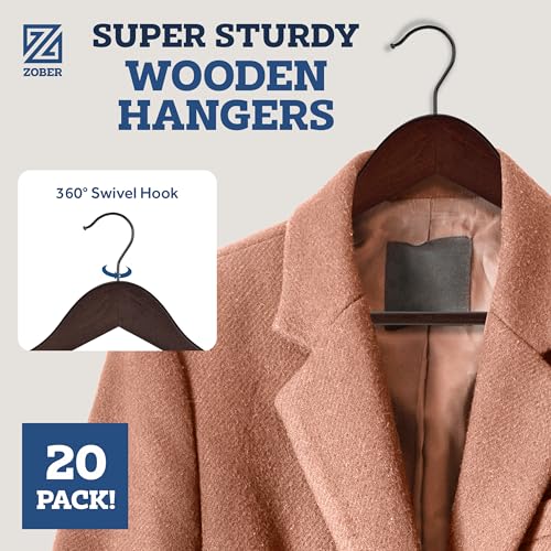 ZOBER-Wooden-Hangers-20-Pack-Heavy-Duty-Non-Slip-Wood-Hangers-for-CoatsSuits-Jackets-Pants-Clothes-Hangers-for-Closet-WBar-and-Notches