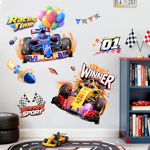 2 Vinilos Decorativos de Autos de Carrera para Niños miniatura 1