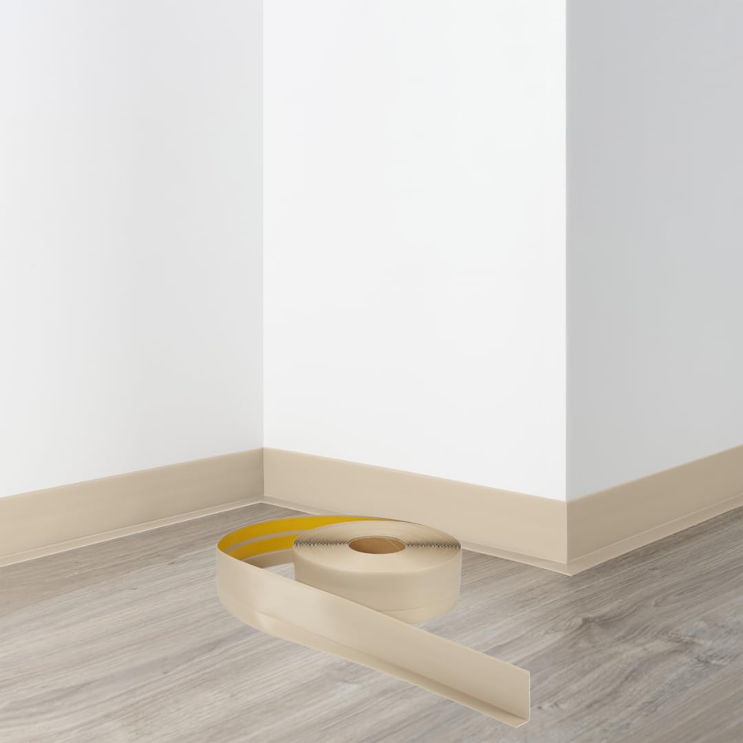Battiscopa Morbido Autoadesivo In PVC - 50x20 Mm, 15 M, Bianco, Per Cucina E Bagno
