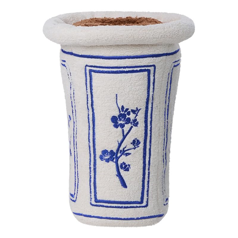 Xiangrui Series - Portachiavi con ciondolo a forma di burattino in peluche, realizzato a mano, di alta qualità, da appendere in 7 a 15 giorni (vaso quadrato di peluche/blu e bianco)
