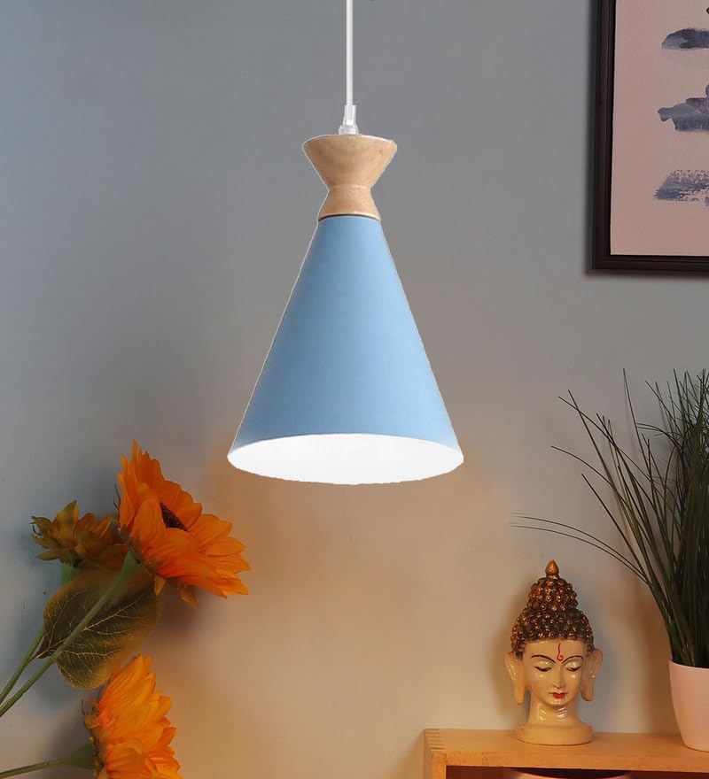 Image of Blue Hanging Light for Home, Aluminium Pendant Light Ceiling Lamp with Modern Hanging Lamp for Bulb Not Included, Pack of 1