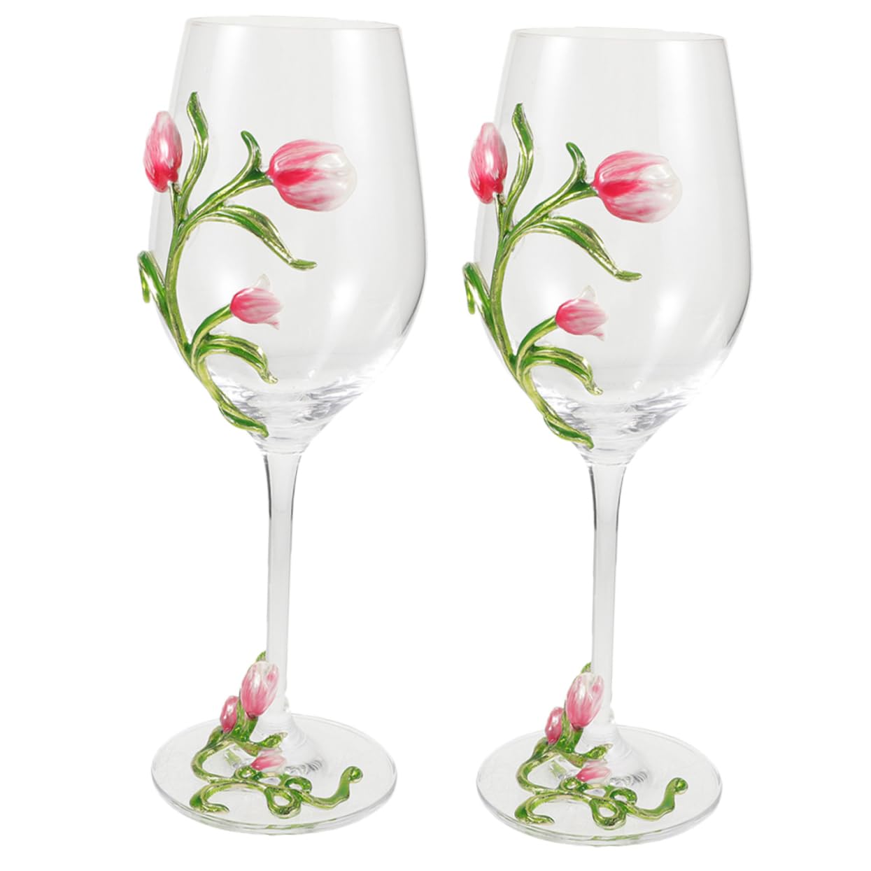 Verres à vin tulipe avec motif floral parfaits pour vos soirées KTV et bars