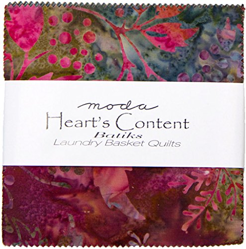 Moda HEARTS CONTENT BATIKS Precut 5-inch Charm Pack Cotton Fabric Quilting Squares Assortment 42190PP Laundry Basket Quilts