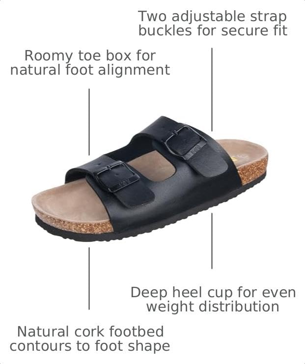 Image of WTW Women's Suede Cork Footbed Sandals Slide for Women with Arch Support