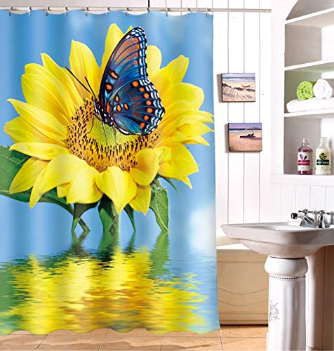 Rideau de douche 3D bleu jaune en polyester de qualité supérieure 180x200 - 2
