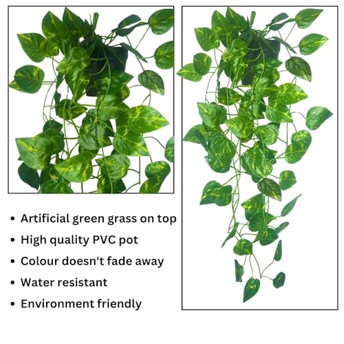 Image of Artificial Vines Fake Greenery Garland Willow Leaves Faux Hanging Plants Trailing Weeping Ivy Drooping Hanging Vines Faux Plants Realistic Home Office Christmas Holiday Decor (3, Design5)