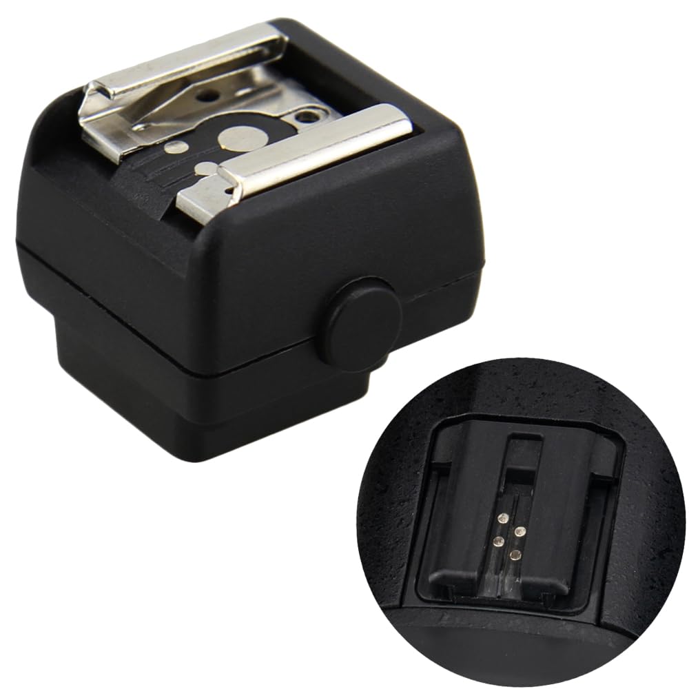 JJC Flash Hot Shoe Adapter with Sync Socket for Sony & Minolta Autolock Camera with Old iISO Hotshoe to Standard Hot Shoe