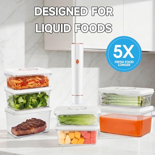 Image of Vixino Vacuum Sealer for Food with 30 Reusable Bags & 3 Vacuum Containers | Vacuum Seal Containers Store Liquids, Compact Handheld Vacuum Sealer, Portable for Sous Vide, Camping, Kitchen, Gifts