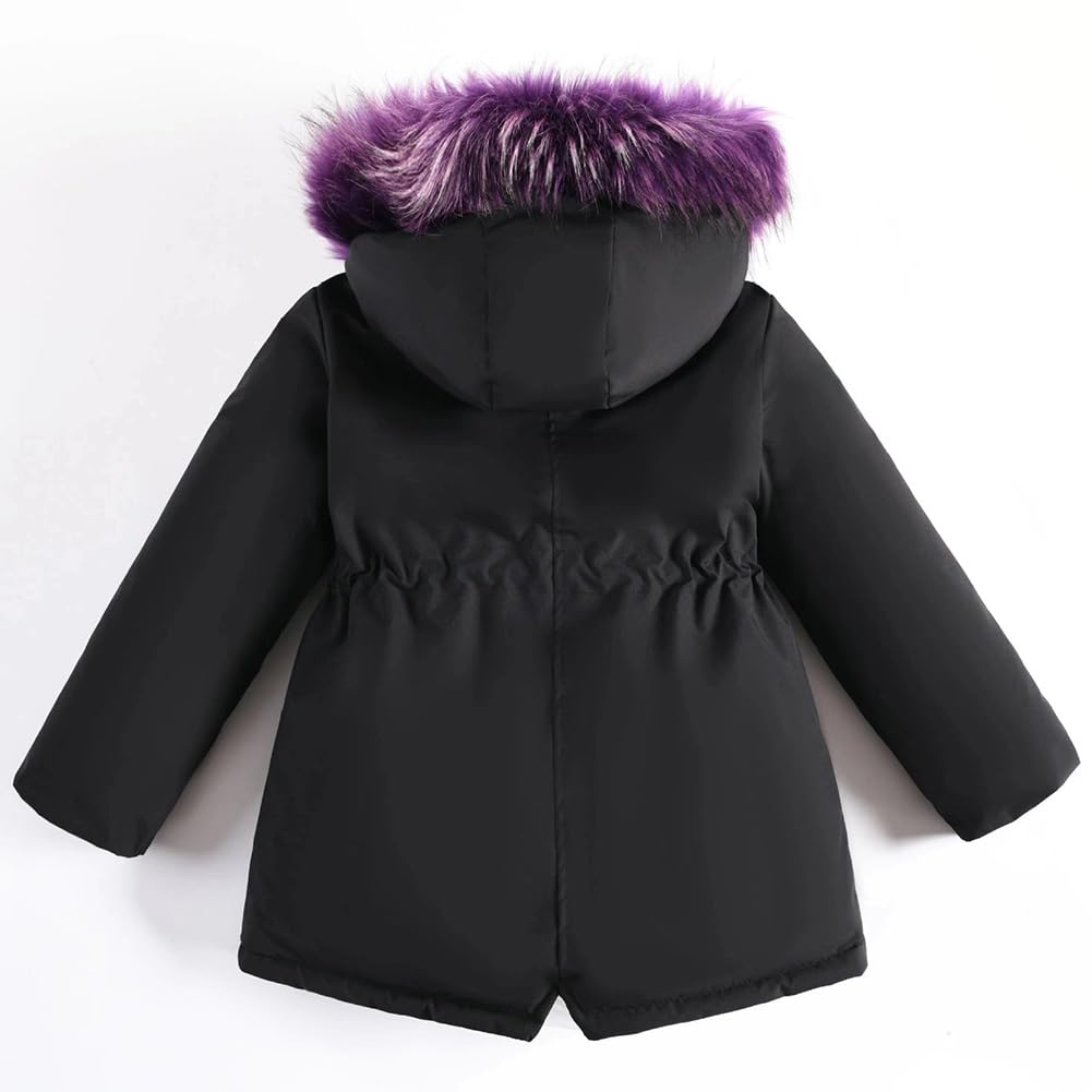 LCIGIA Enfant Fille Manteau d'hiver Fourrure Veste à Capuche Avec Cordon De Serrage Outdoor Jacket Avec Doublure Chaude Doudoune