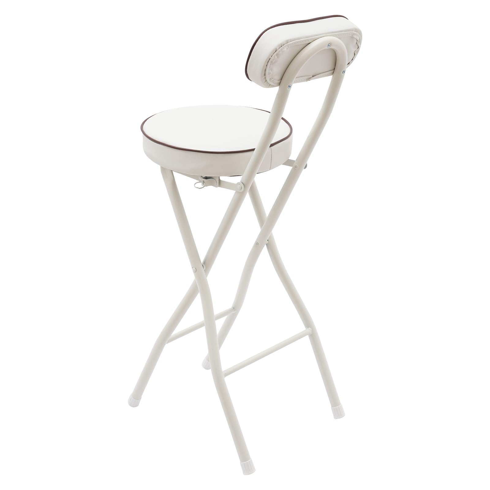 Sgabello pieghevole da bar, bianco, moderno, pieghevole, con imbottitura e schienale, set da 2 pezzi, piedini antiscivolo, blocco sicuro, cucina, balcone, campeggio, 88 x 40 x 26 cm