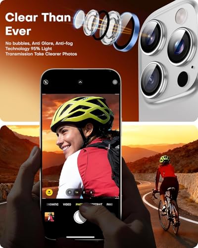 Image of Premium Camera Lens Protector Compatible For iPhone 14 Pro Max (Blue) Camera Lens Protector - 9H Tempered Glass, Military-Grade Anti-Scratch, Case-Friendly, Easy Install Frame