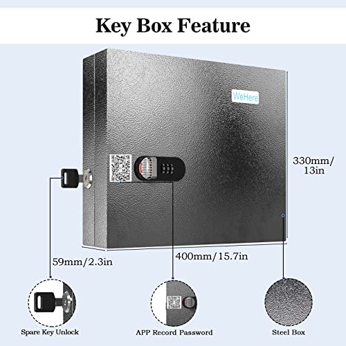 Wehere Key Lock Box Wall Mount, 16 Key Cabinet With Combination Lock & Key Tags, Key Organizer Security Storage Lockbox With Digital Code, Mini Erp Key Managemen Great For Office,Home #TOP2