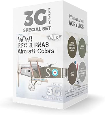 AK Acrylics 3Gen Aircraft Set AK11711 WWI RFC & RNAS. British Aircraft Colors Set 3G (4x17ml)