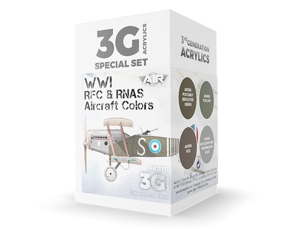 AK Interactive WWI RFC & RNAS. British Aircraft Colors 3Gen Paint Set, Green