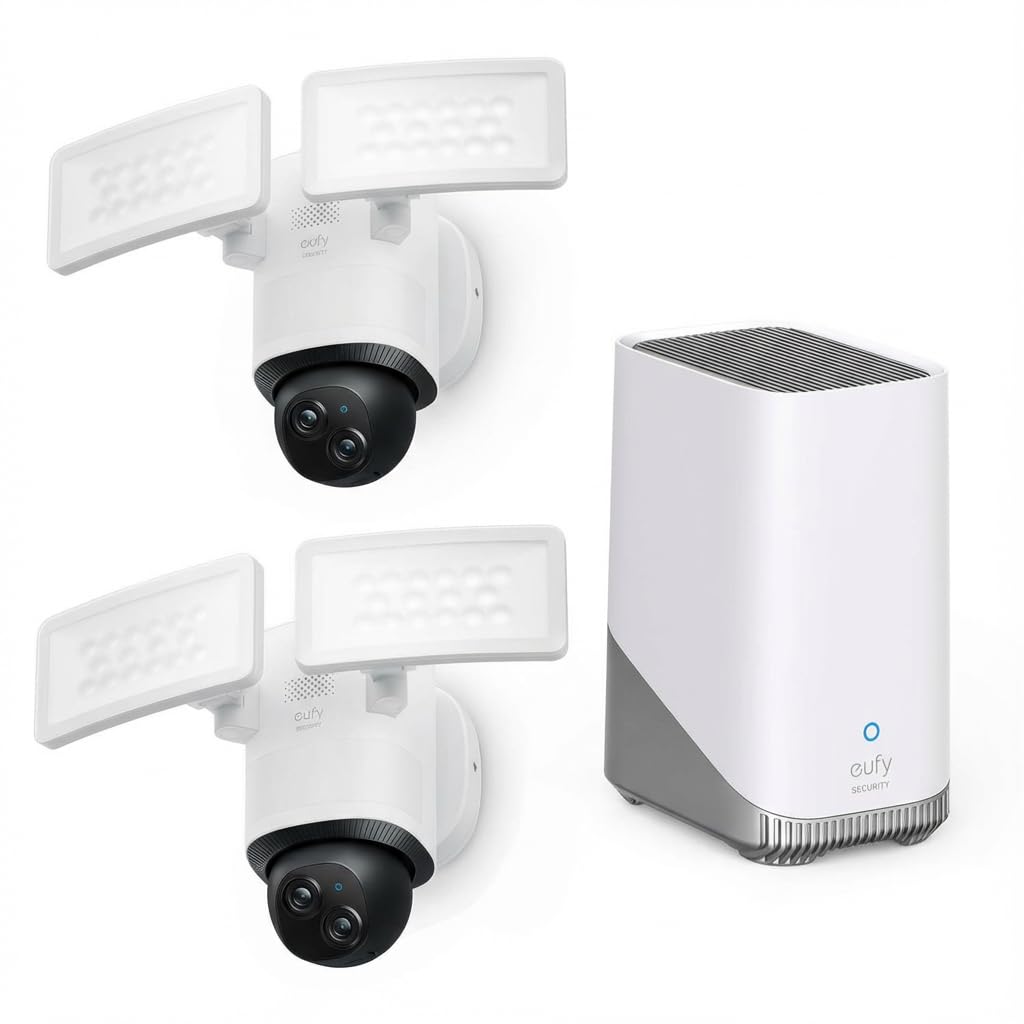 eufy Security Floodlight Camera E340 2kit with HomeBase S380 (HomeBase 3)