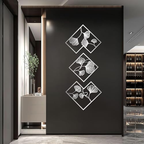 Décoration murale en métal feuilles lot de 3 pour intérieur moderne